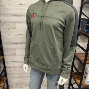 NWT Champion Hoodie Men’s size Medium Green Powerblend Fleece Pull Over Logo